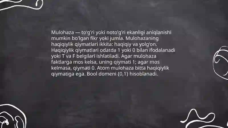 Mulohazalar ustida amallar 3
