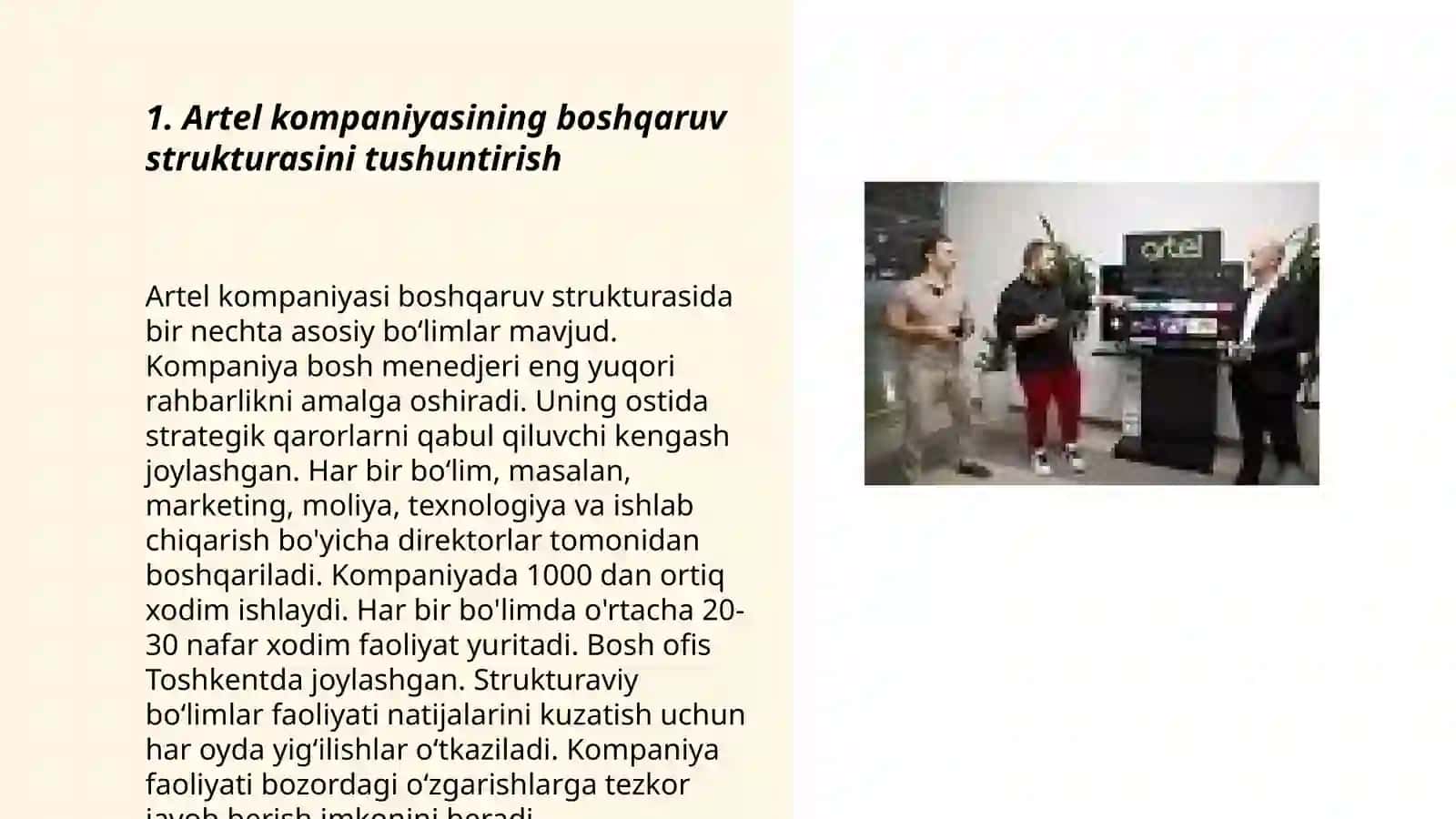 Artel kompaniyasining boshqaruv uslubi 3