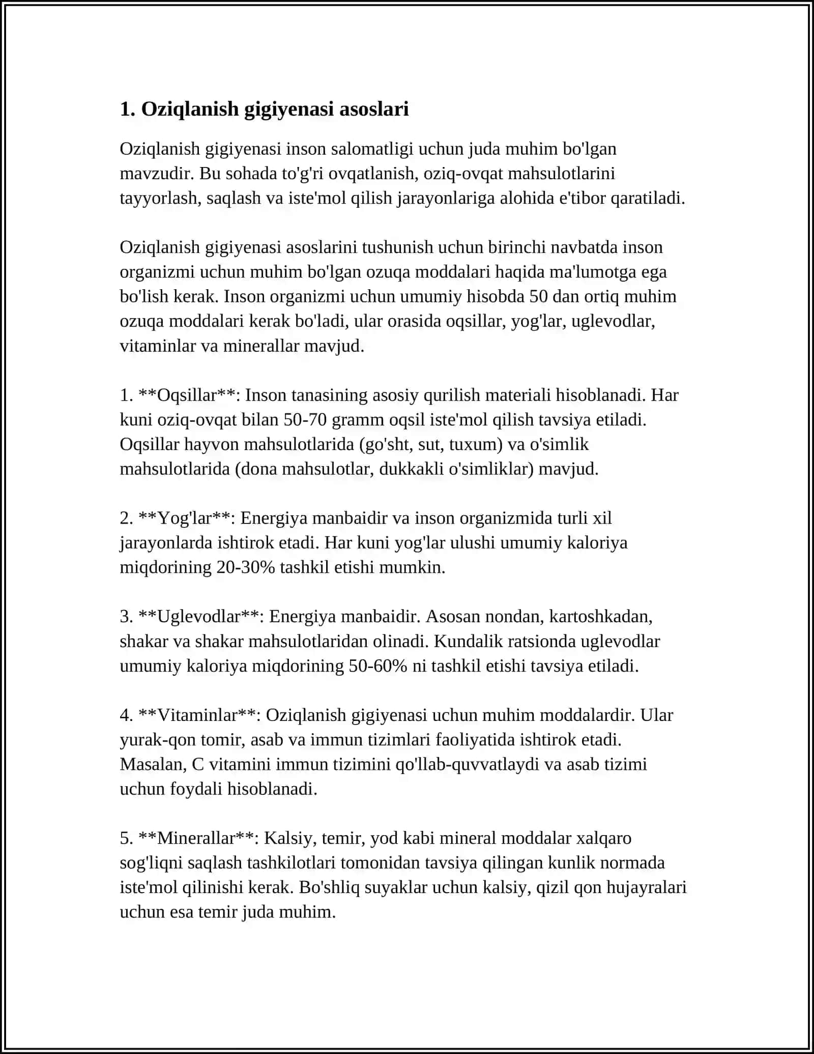 OVQATLANISH GIGIYENASI. OVQATLANISH RATSIONINI TUZISH METODLARI 3