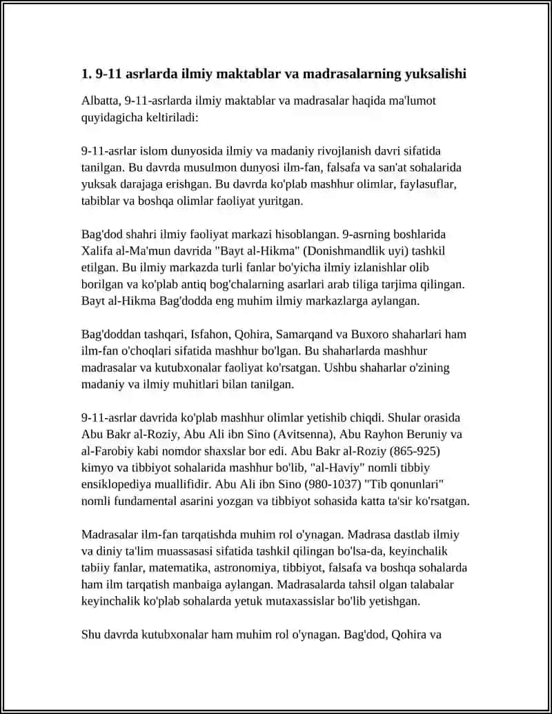 9-11 ASRLARDA MAMLAKATIMIZ HUDUDIDA RO'Y BERGAN MADANIY UYG'ONISH 3
