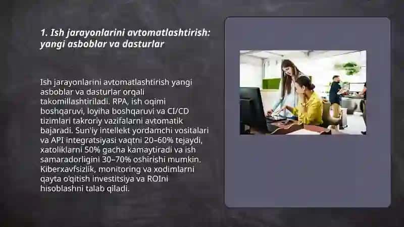 Ish jarayonlarini avtomatlashtirish: yangi asboblar va dasturlar 3