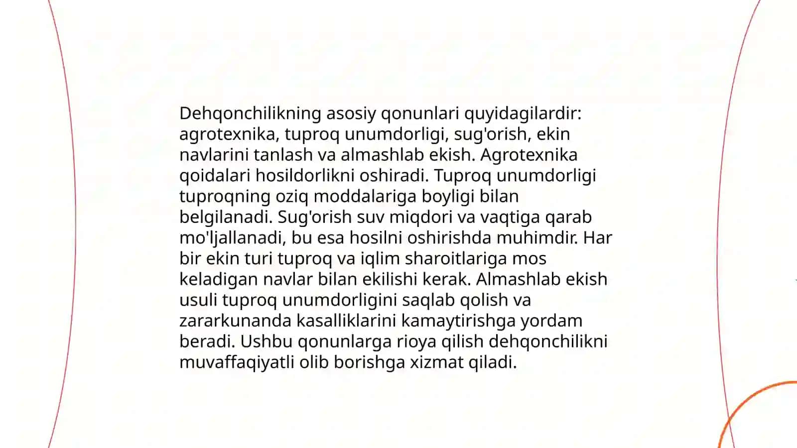 Dehqonchilikning asosiy qonunlari va o‘simliklarning hayot omillari 3