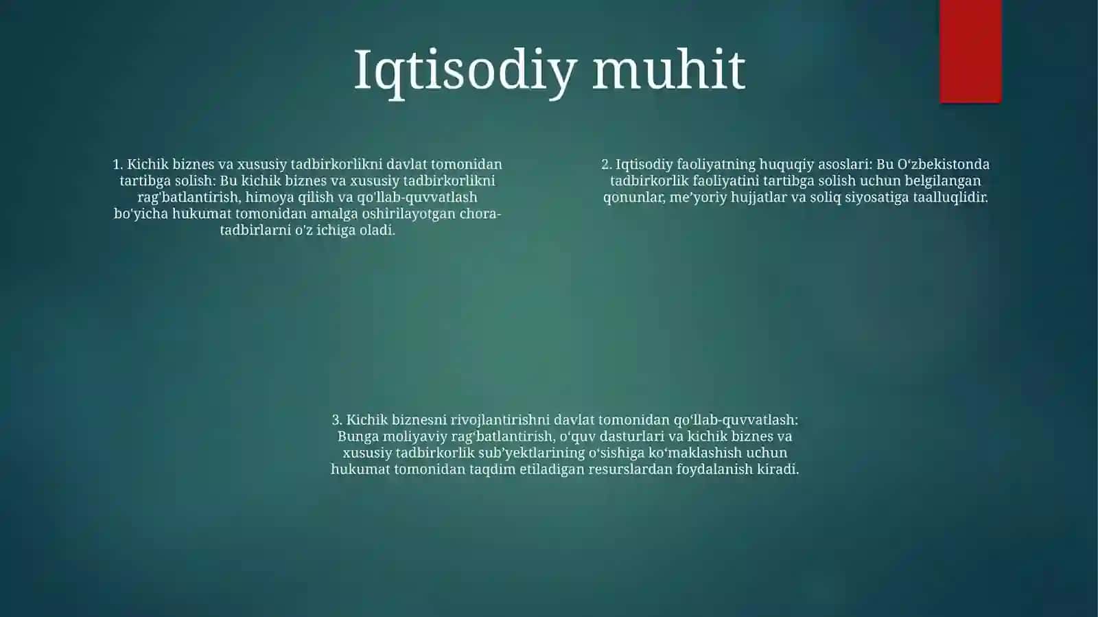 OʻZbekiatonda Kichik Biznes Va Xususiy Tadbirkorlikni Davlat Tomonidan Tartibga Solinishi 3