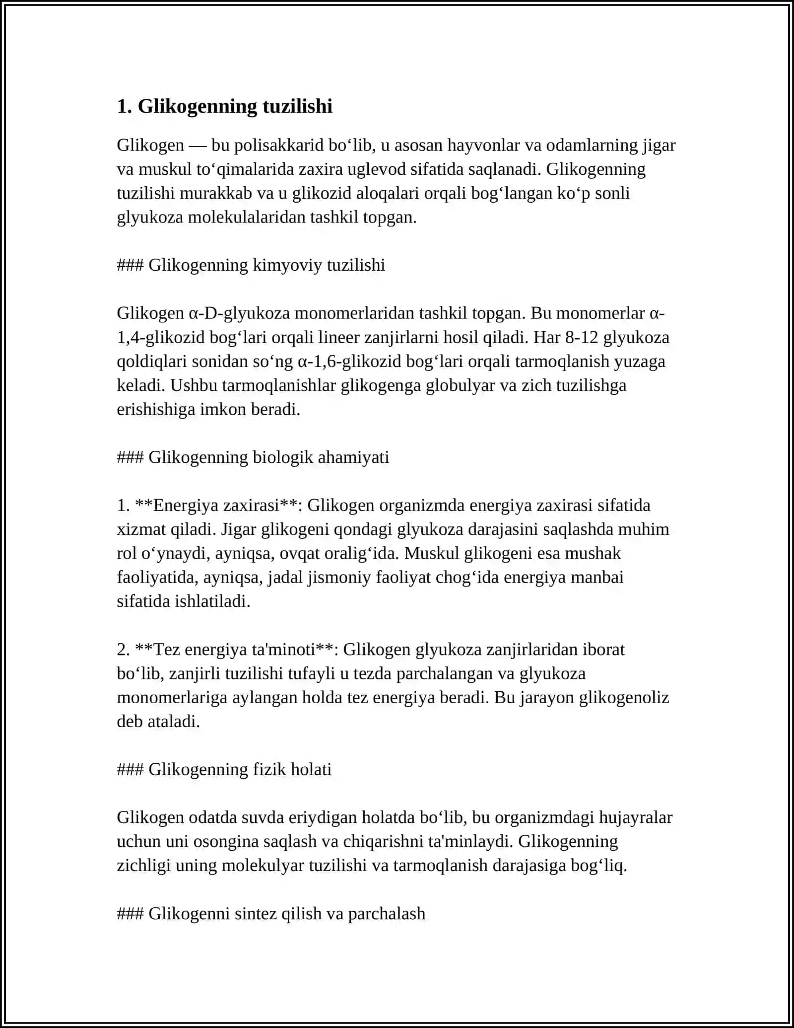 GLIKOGENNING PARCHALANISHI ( GLYUKOGENEZ ) 3