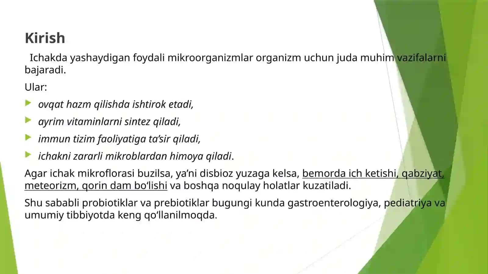 PROBIOTIKVA PREBIOTIKLAR MUSTAQILISHI 3