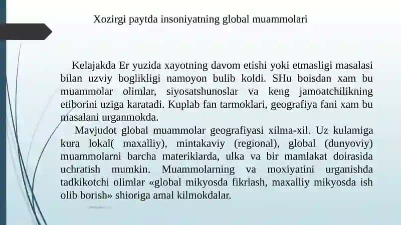 Global muammolarning guruhlanishi 3