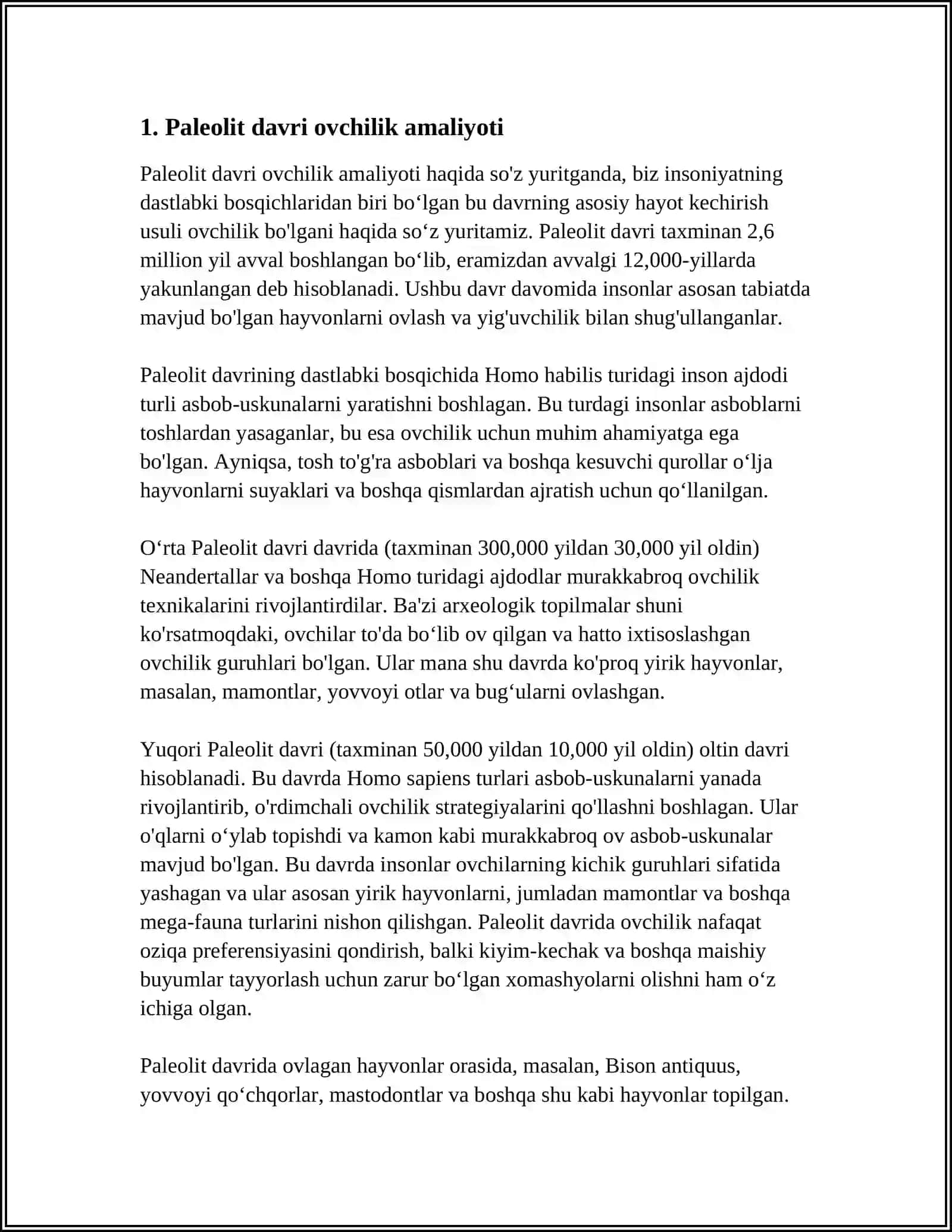 PALEOLIT DAVRI XO'JALIGI VA MODDIY MADANIYATI 3