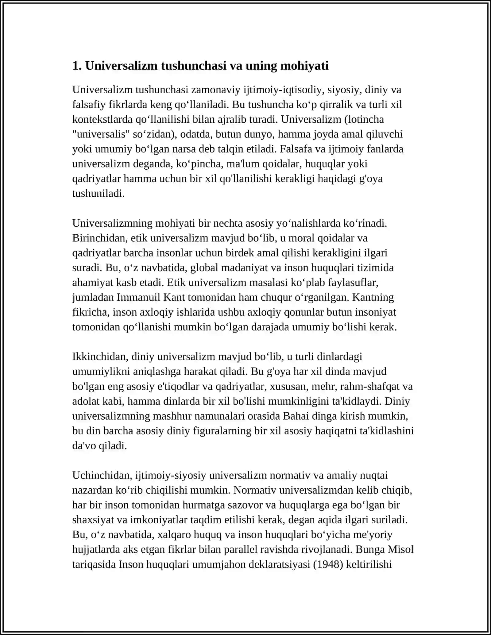 UNIVERSALIZM VA KOSMOPOLITIZM G'OYALARINING YOSHLAR MA'NAVIYATIDAGI TA'SIRI 3