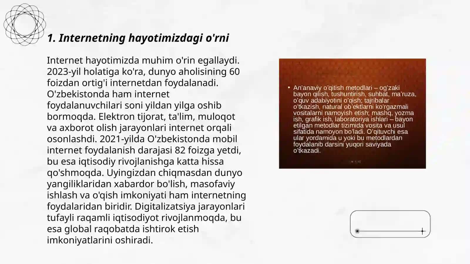 Internet hayotimizda. Ezgu xabarlar matnini gramatik izoh, og'zaki va yozma uslub va uning xususiyatlari 3