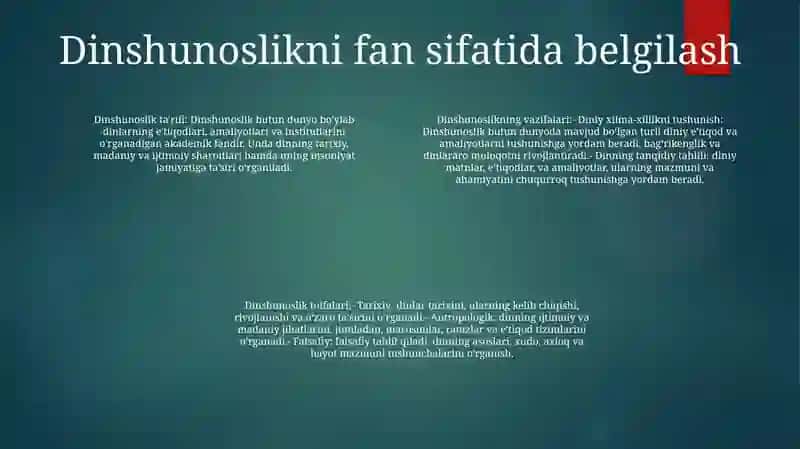 Dinshunoslikning Fan Sifatida Shakllanishi, Predmeti Funksiyalari Kategoriyalari 3