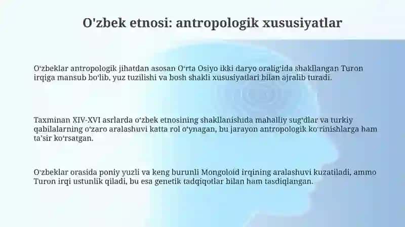 O'zbek etnosi: antropologik xususiyatlar 3
