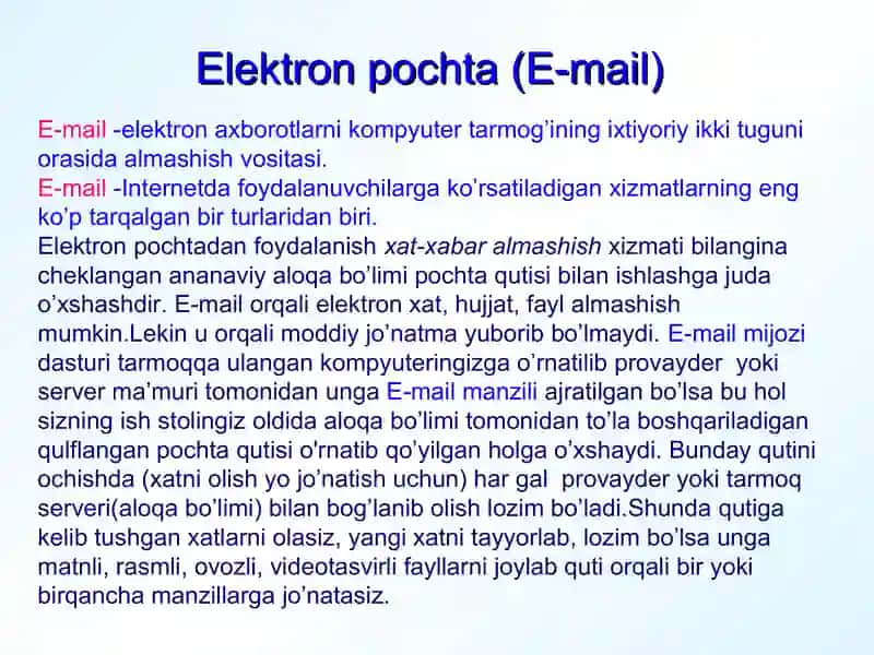 ELEKTRON POCHTA (E-mail) bilan ishlash 3