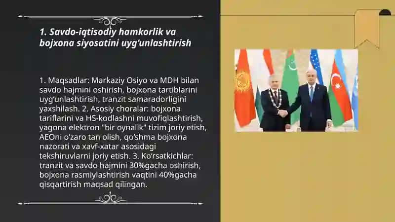 Oʻzbekistonning Markaziy Osiyo va MDH davlatlari bilan keng qamrovli hamkorligi 3