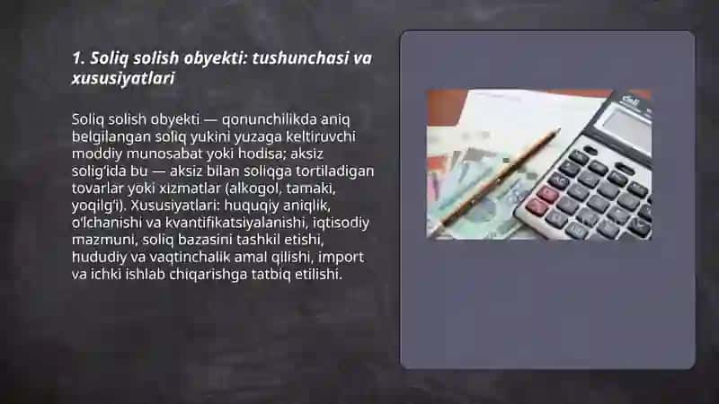 Soliq solish obyekti va aksiz soligʻi toʻlovchilari 3