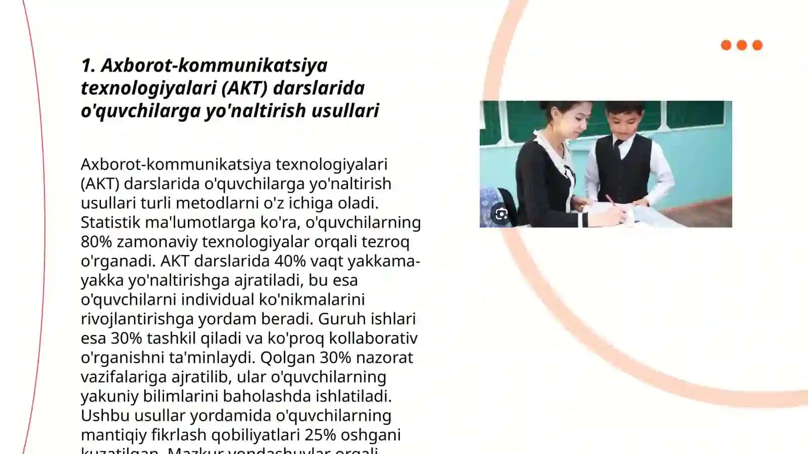 Axborot-kommunikatsiya texnologiyalari (AKT) darslarida o'quvchilarga yo'naltirish usullari 3