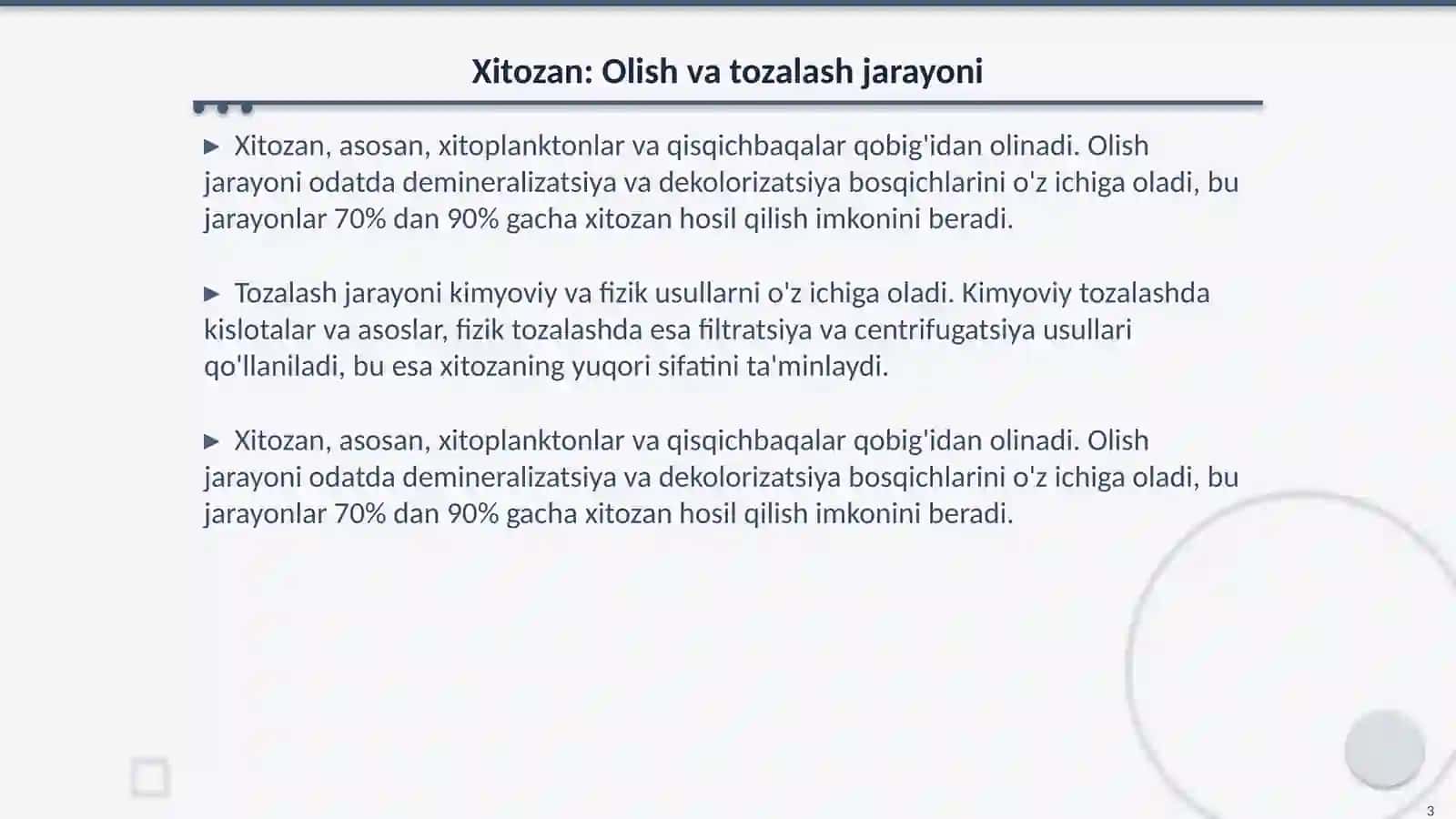 Xitozan, pektin, fibroinlarni olish va tozalash usullari 3