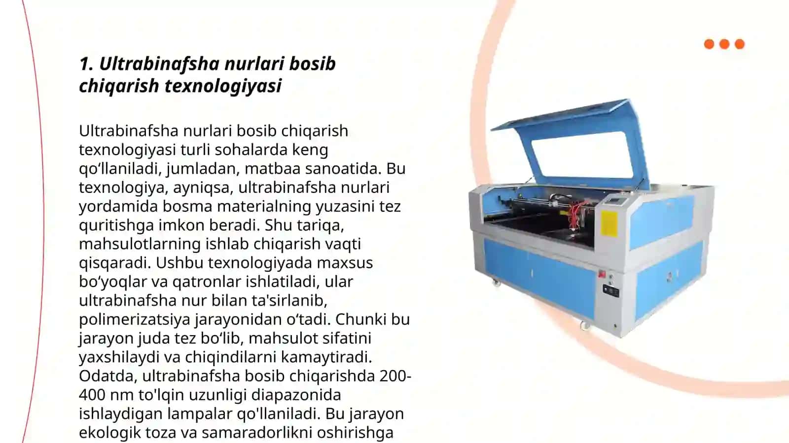 Ultrabinafsha nurlari bosib chiqarish texnologiyasi 3