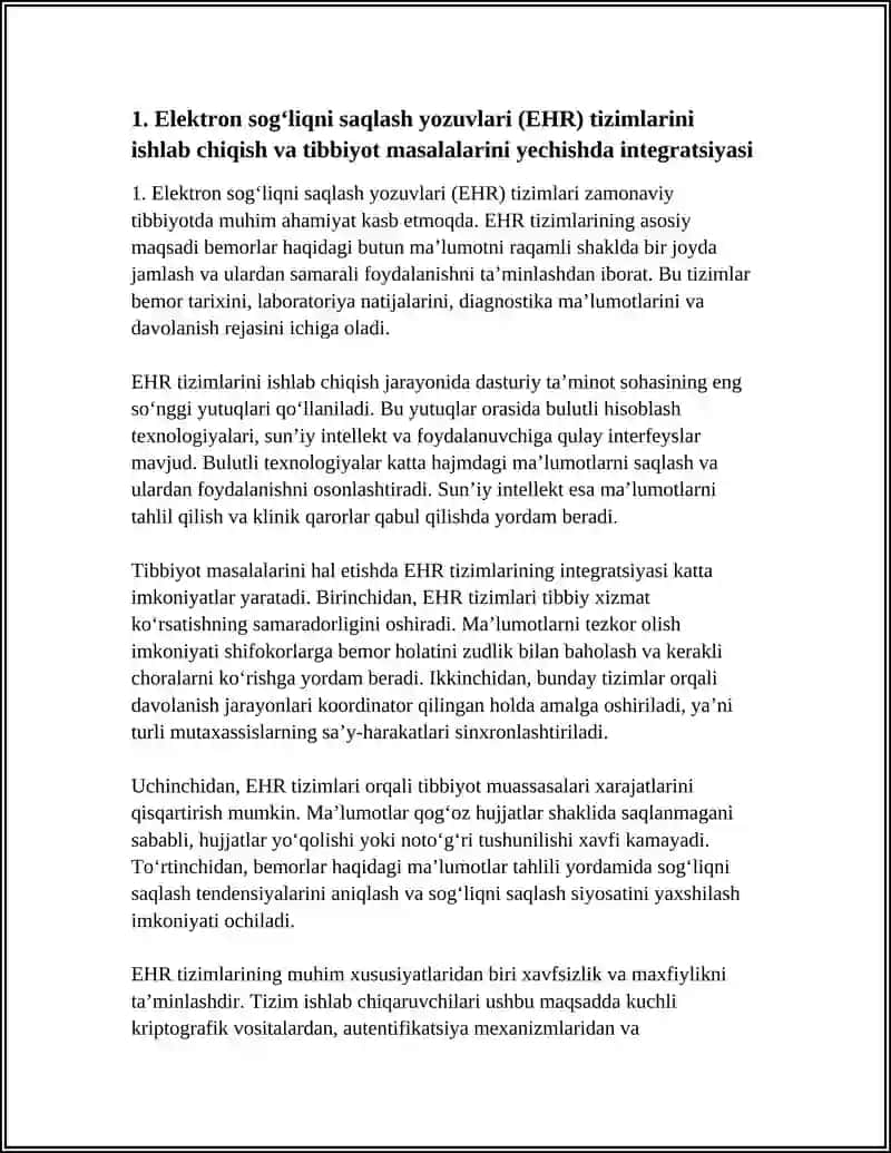 Elektron sogʻliqni saqlash yozuvlari (EHR) tizimlari 3