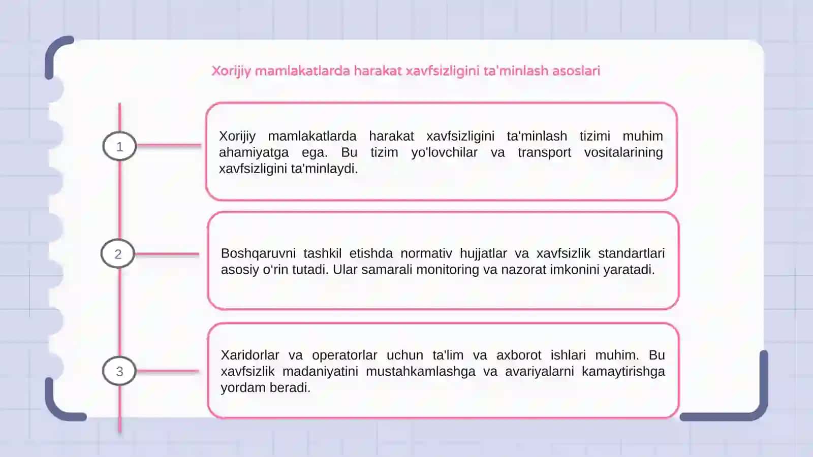 Xorijiy mamalakatlarda harakat xavfsizligini ta'minlash tizimini boshqarishni tashkil etish 3
