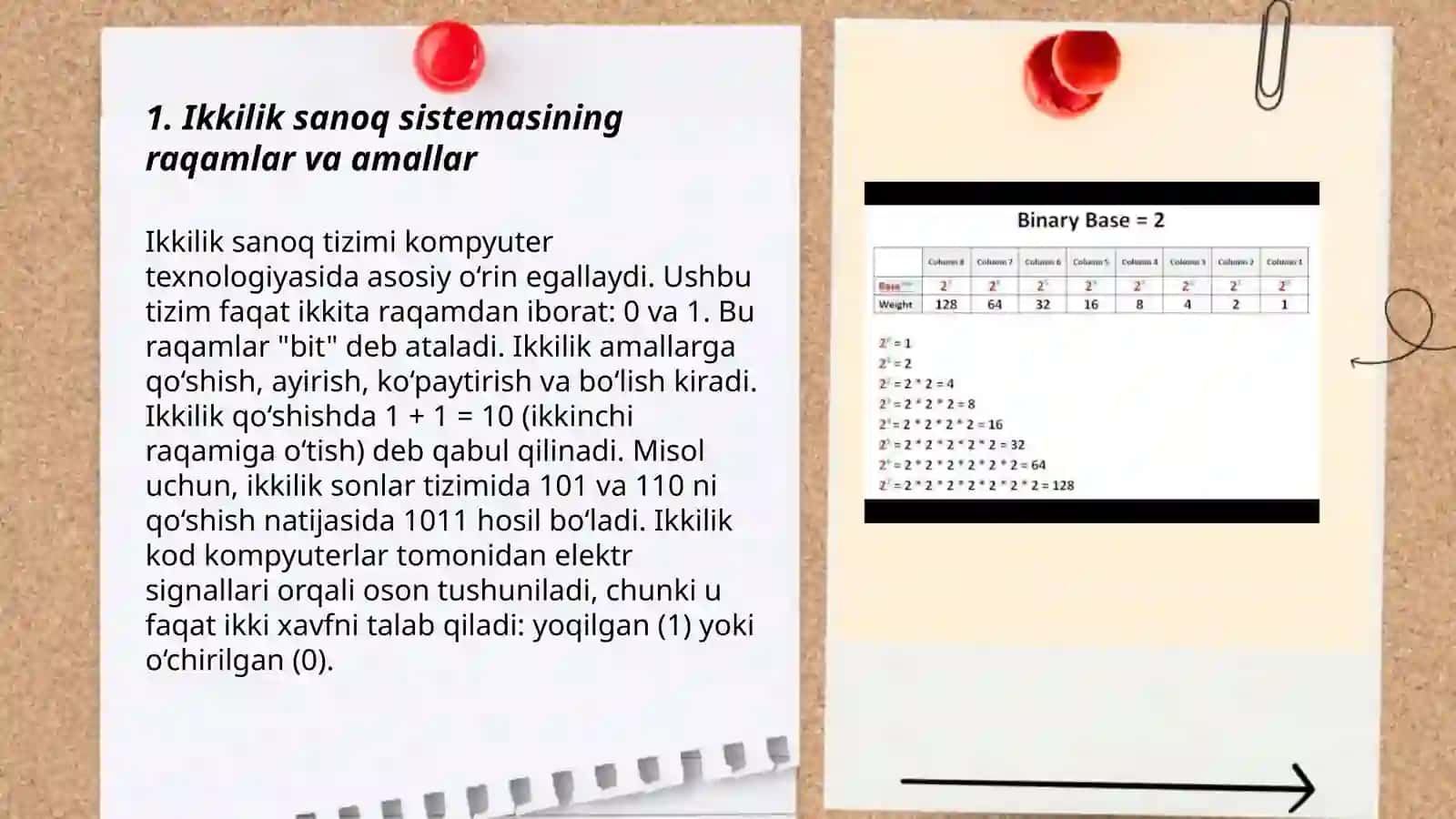 Ikkilik sanoq sistemasining tadbiqi 3