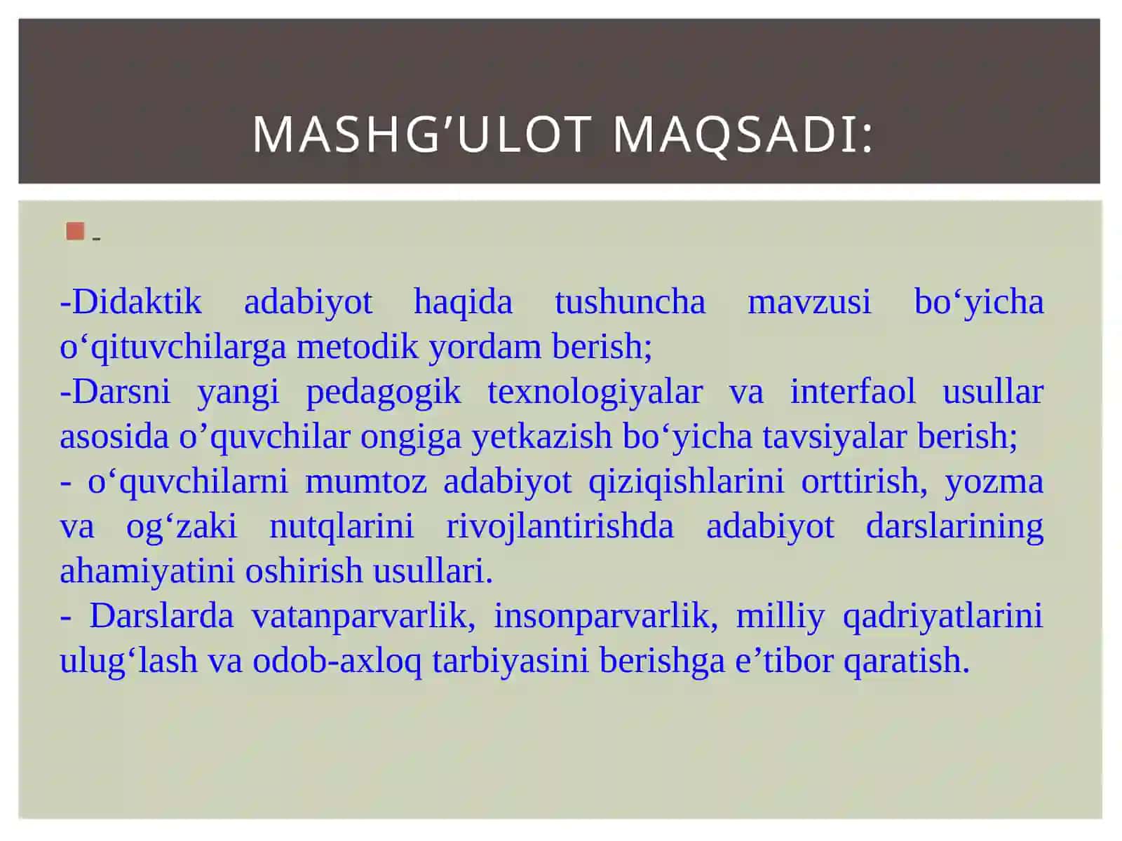 8-sinf Adabiyot fanidan Yusuf Xos Hojib dars ishlanmasi 3