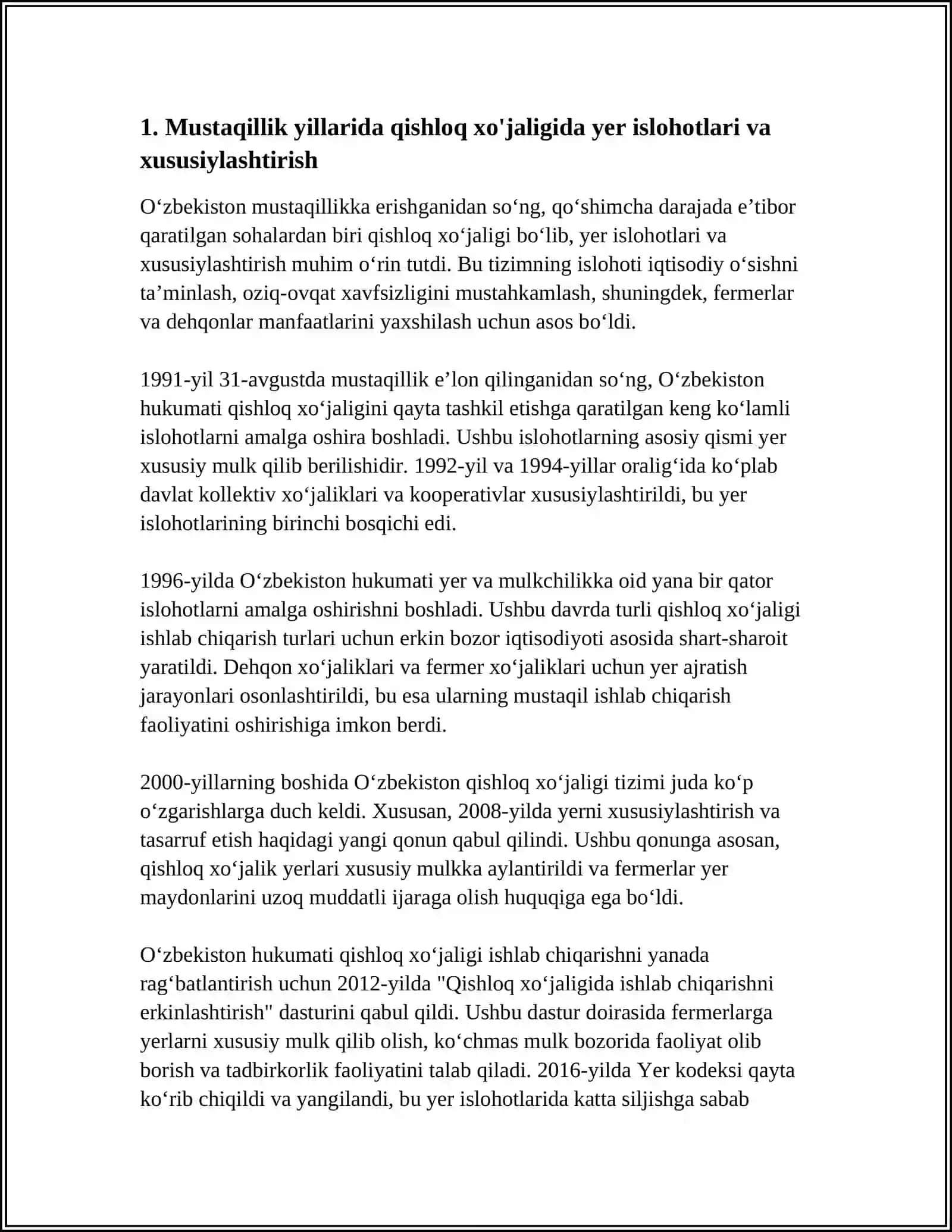 MUSTAQILIK YILARIDA QISHLOQ HOJALIGI VA SANOAT SOHASIDAGI O'ZGARISHLAR 3