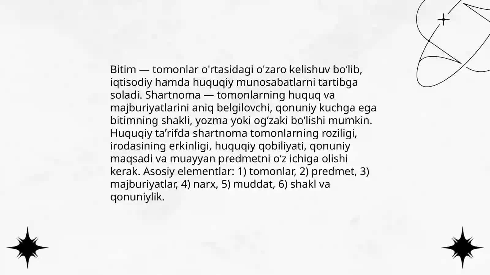 Tadbirkorlik Faoliyatida Bitmlar va shartnomalar 3