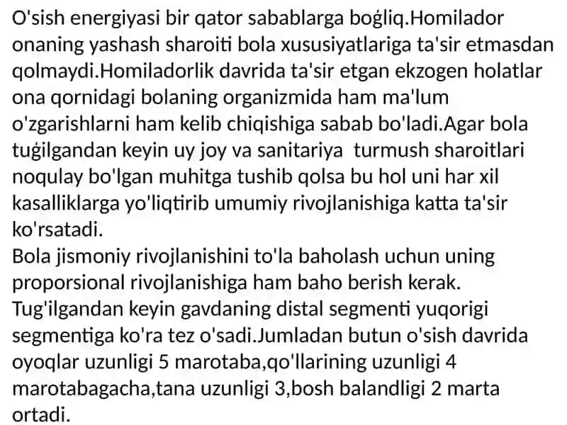 Bolalar O'sish va Rivojlanishni Baholash Standartlari va Mezonlari 3