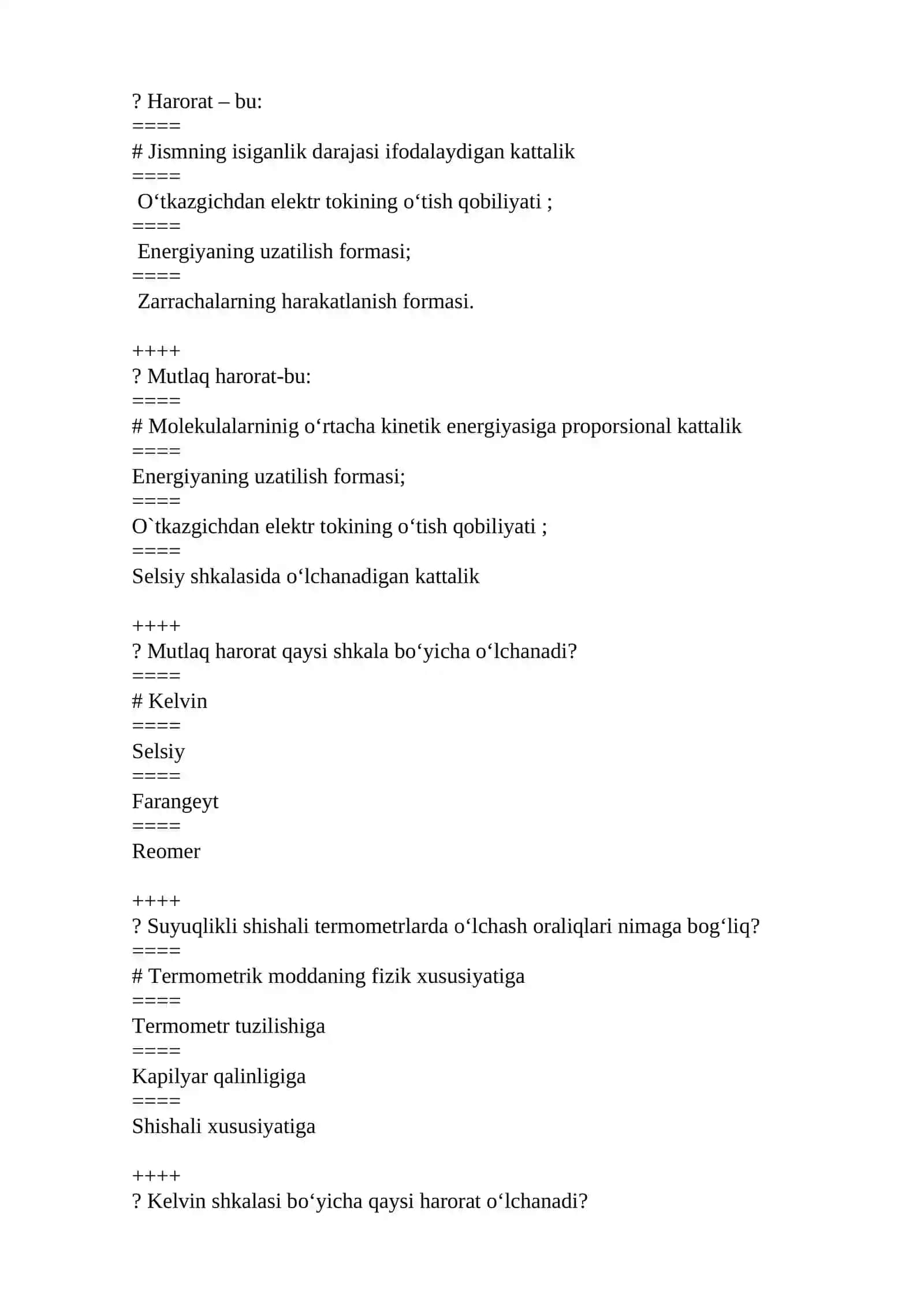 TERMODINAMIKA TEST, JAVOBLARI BILAN? 3