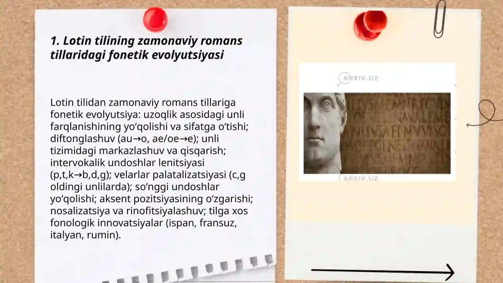 Lotin tilining zamonaviy romans tillaridagi fonetik evolyutsiyasi 3
