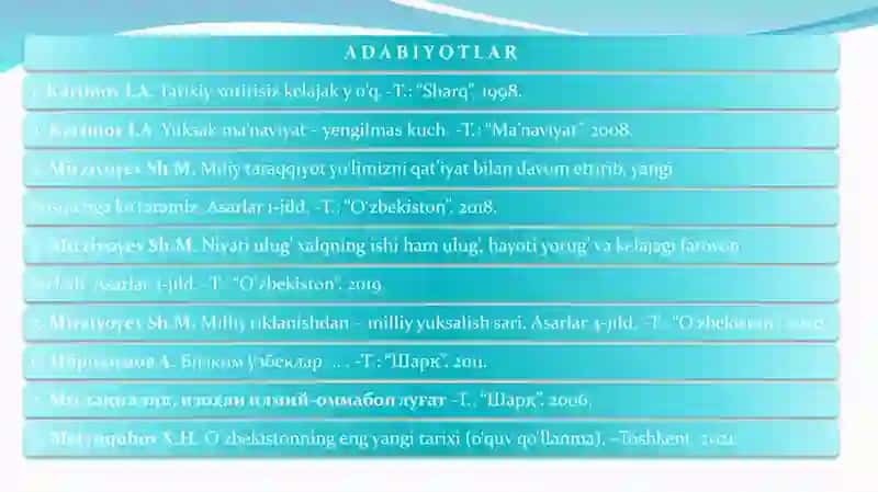 MODUL. О‘zbekiston mustaqillikka erishish ostonasida. 1-mavzu: Kirish 3