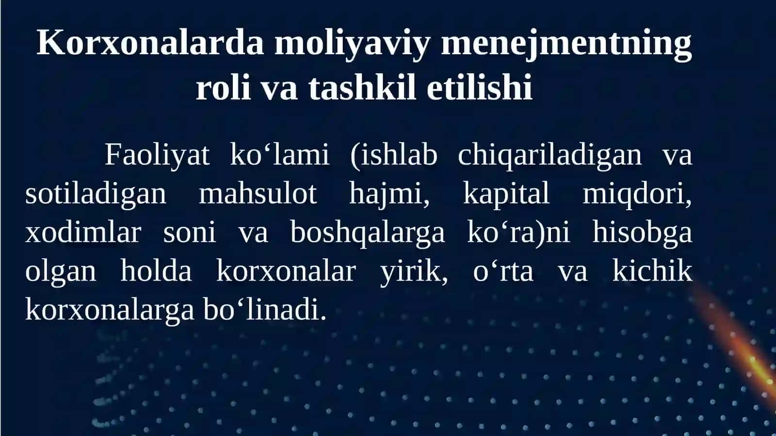 MOLIYAVIY MENEJMENTNI TASHKIL ETISH MEXANIZMI VA KORXONALARDA TASHKILIY XUSUSIYATLARI 3