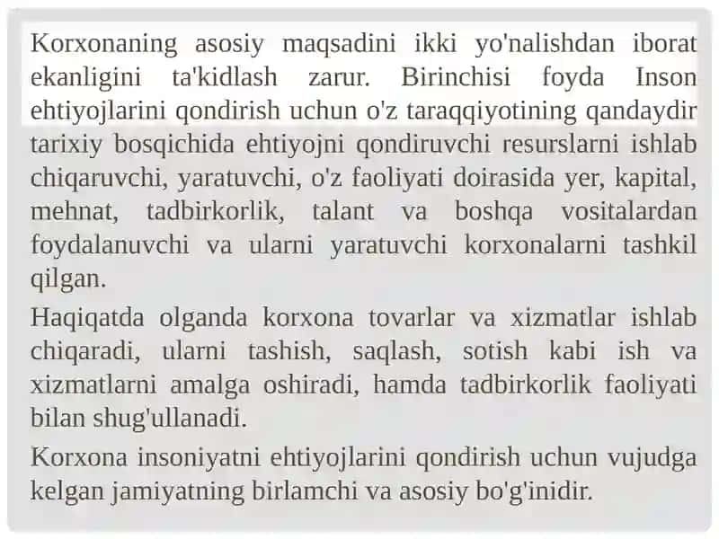 Korxona-Mustaqil XO'jalik Yurituvchi Bozor Sub'ekti 3