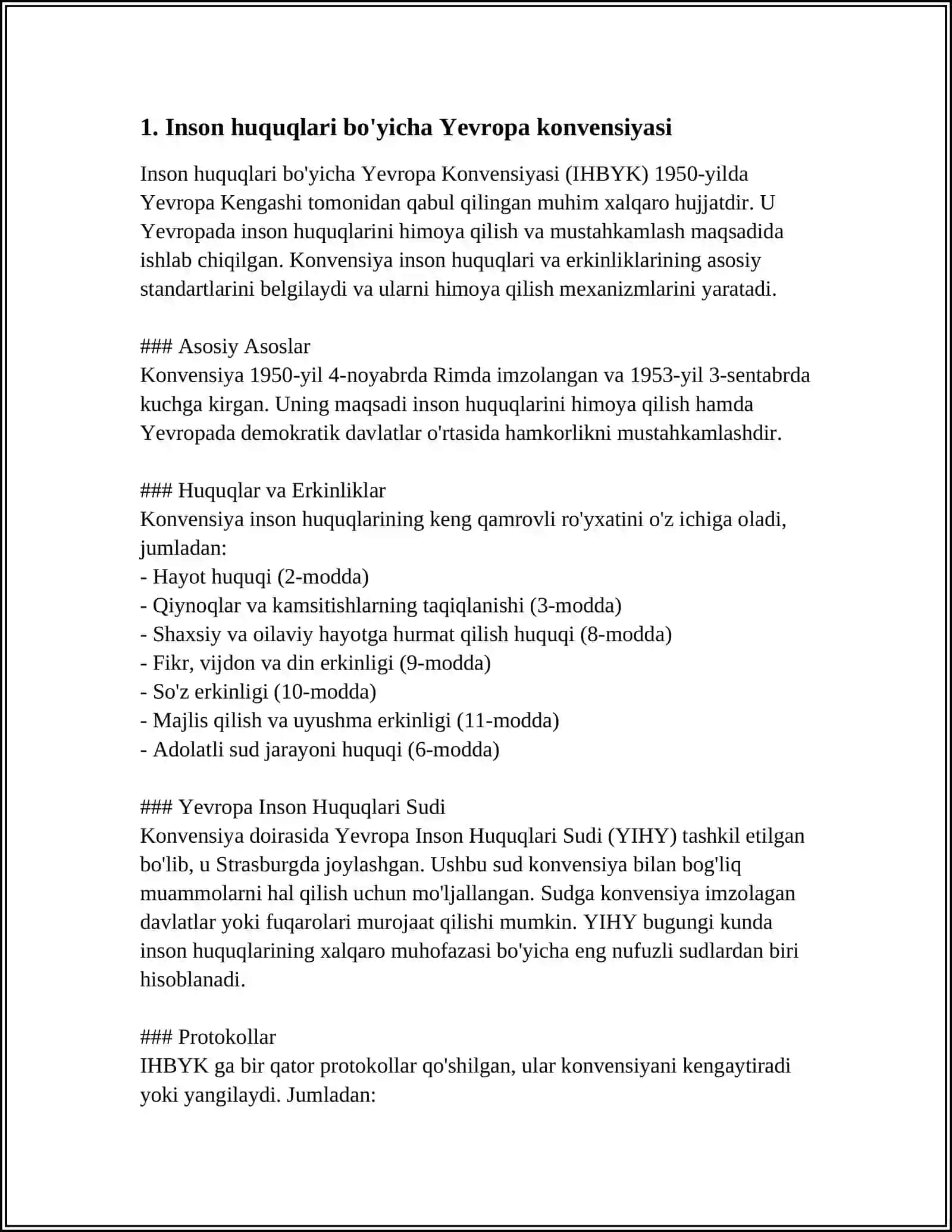 INSON HUQUQLARINI HIMOYA QILISH BOʻYICHA YEVROPA TIZIMI 3