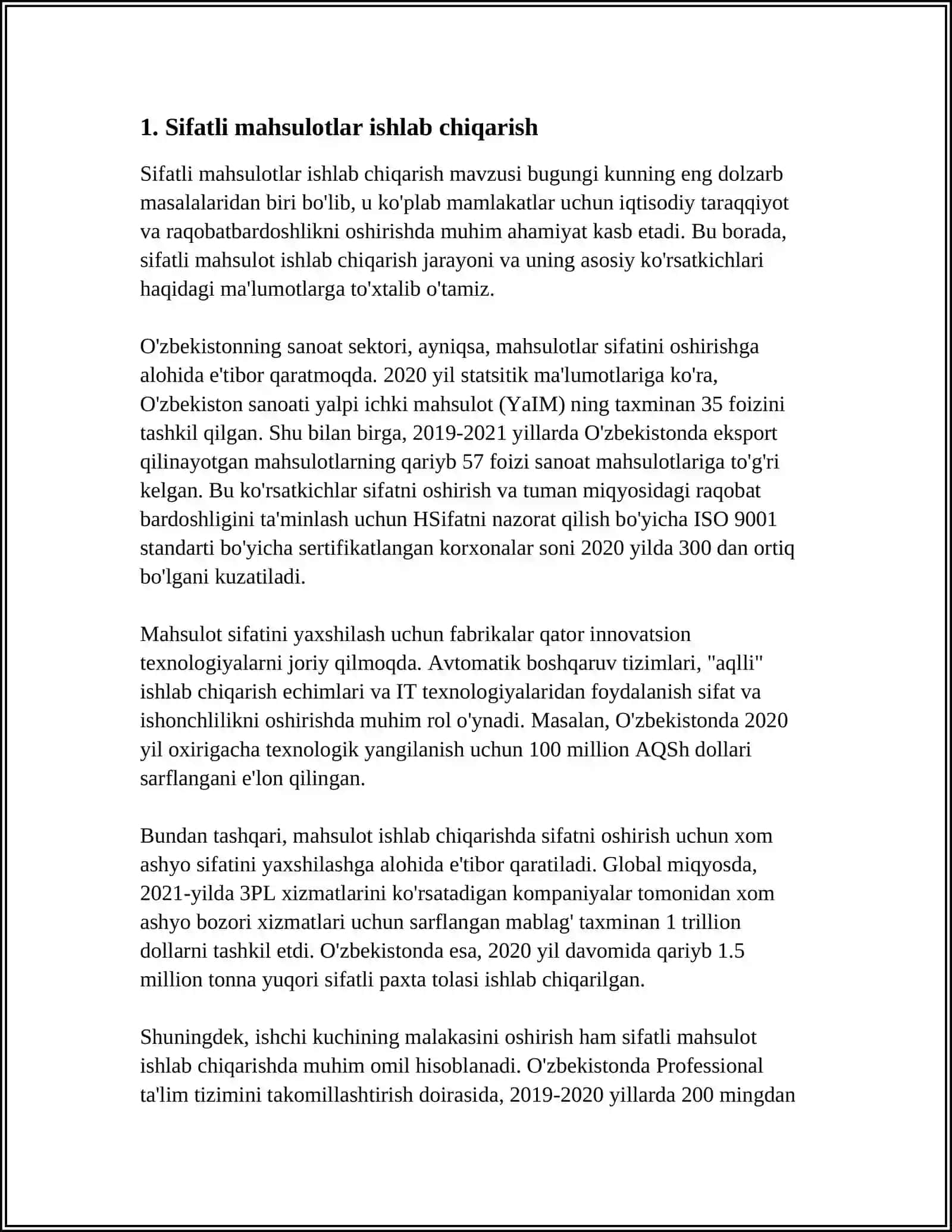 Sifatli mahsulotlar ishlab chiqarish 3