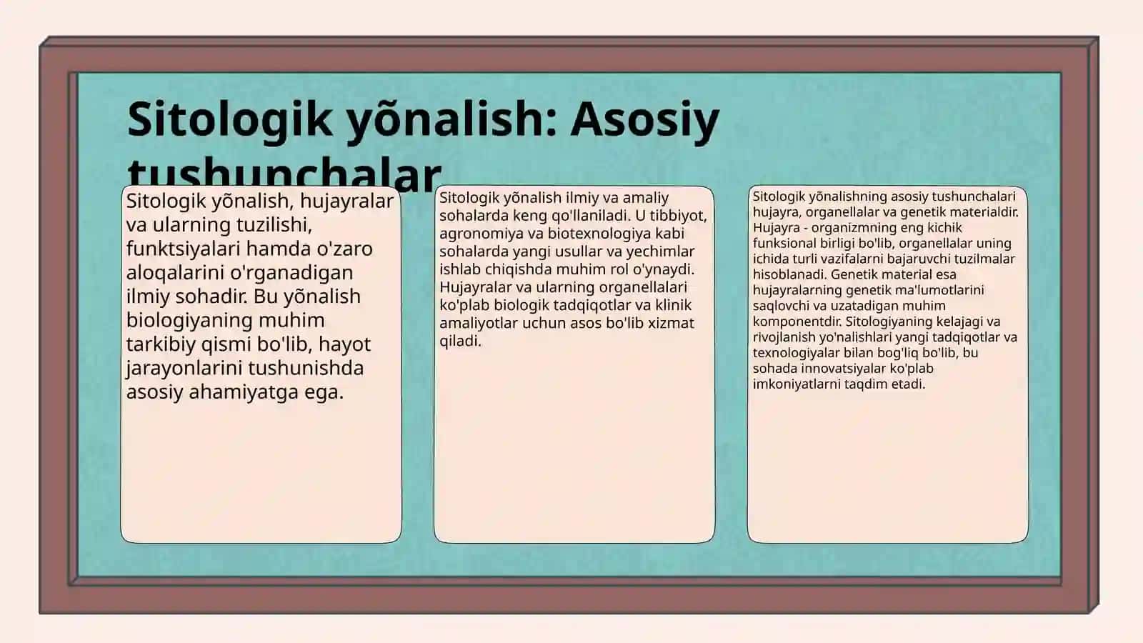 Sitologik yõnalishdagi masalalar mohiyati.viktarina savollar tayyorlash 3