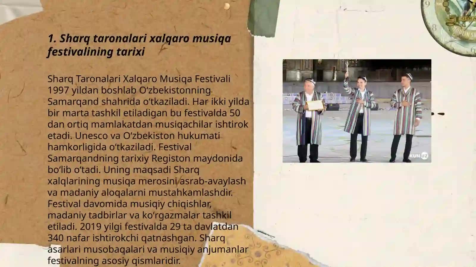 Sharq taronalari xalqaro musiqa festivali dunyo mumtoz musiqalarining axborot manbasi sifatida 3