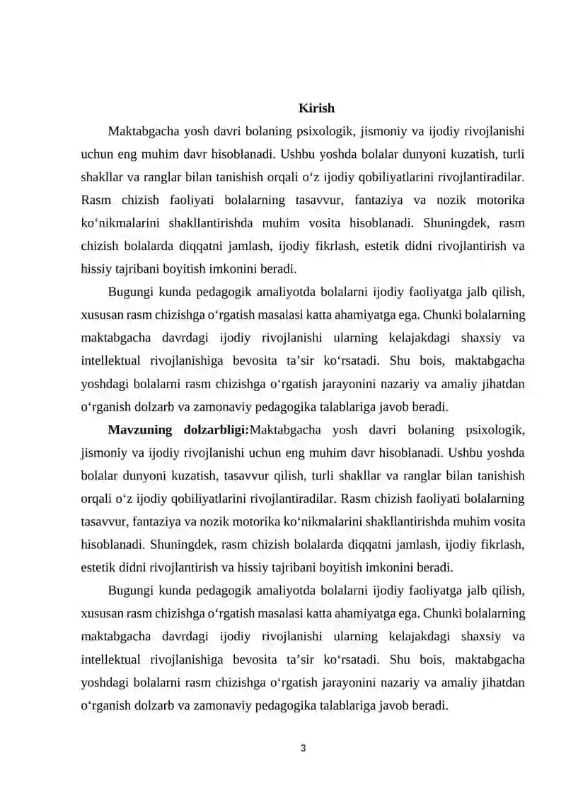 MAKTABGACHA YOSHDAGI BOLALARNI RASM CHIZISHGA OʻRGATISH. 3