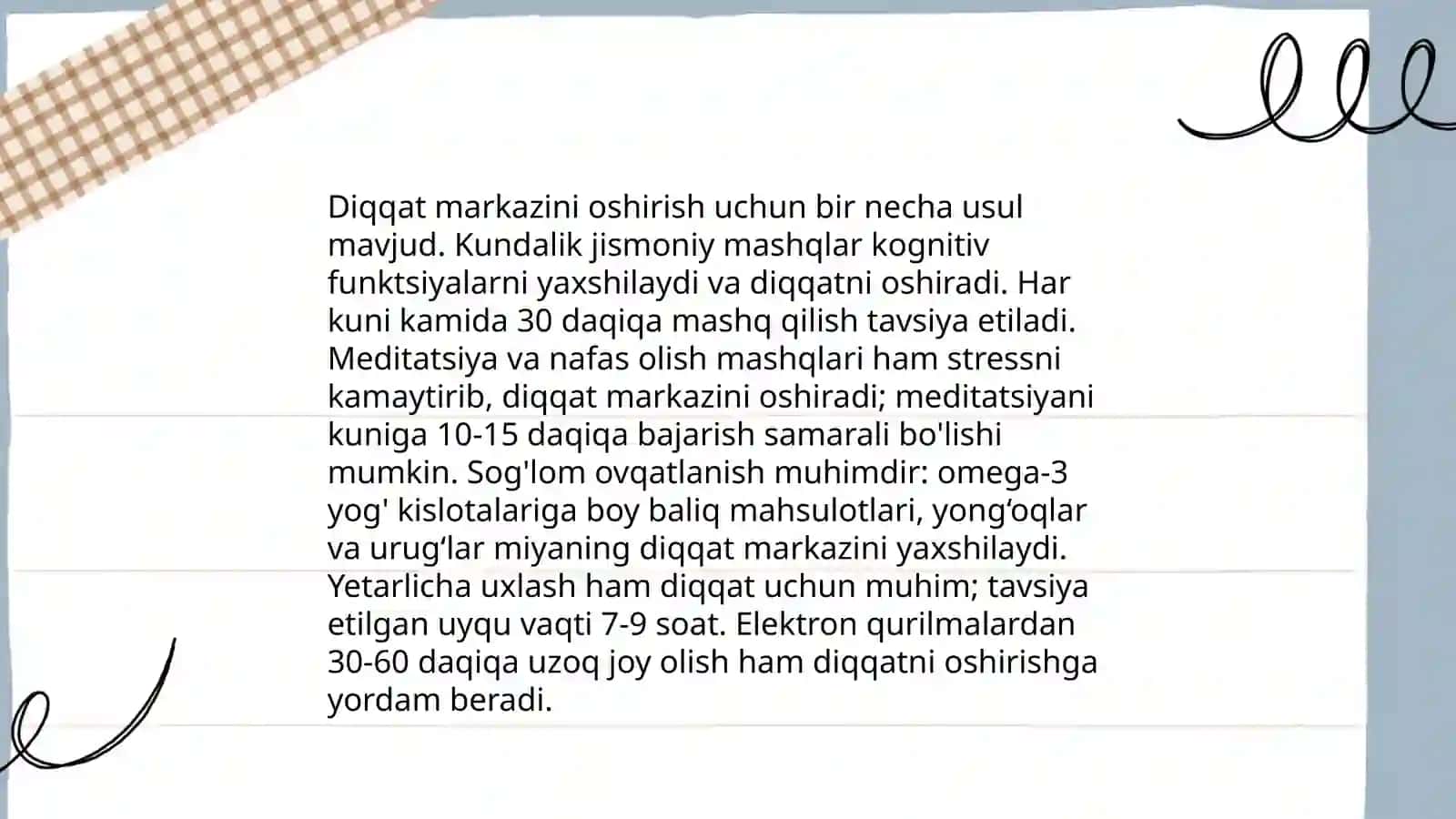Diqqat markazini oshirish usullari 3