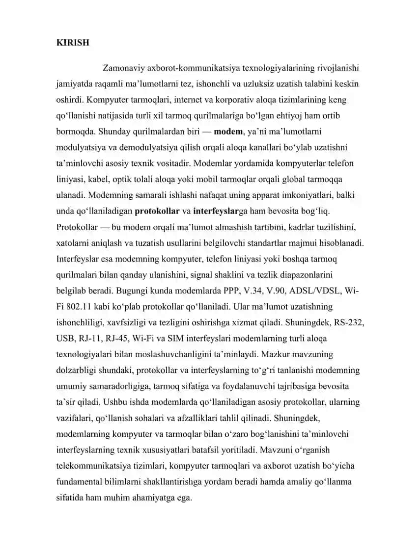 Modemlarda qo‘llaniluvchi protokollar va interfeyslar 3