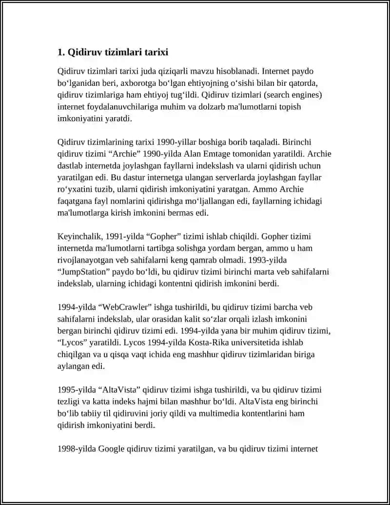 REFERAT Mavzu: INTERNET TARMOQLARIDA QIDIRUV TIZIMLARI 3