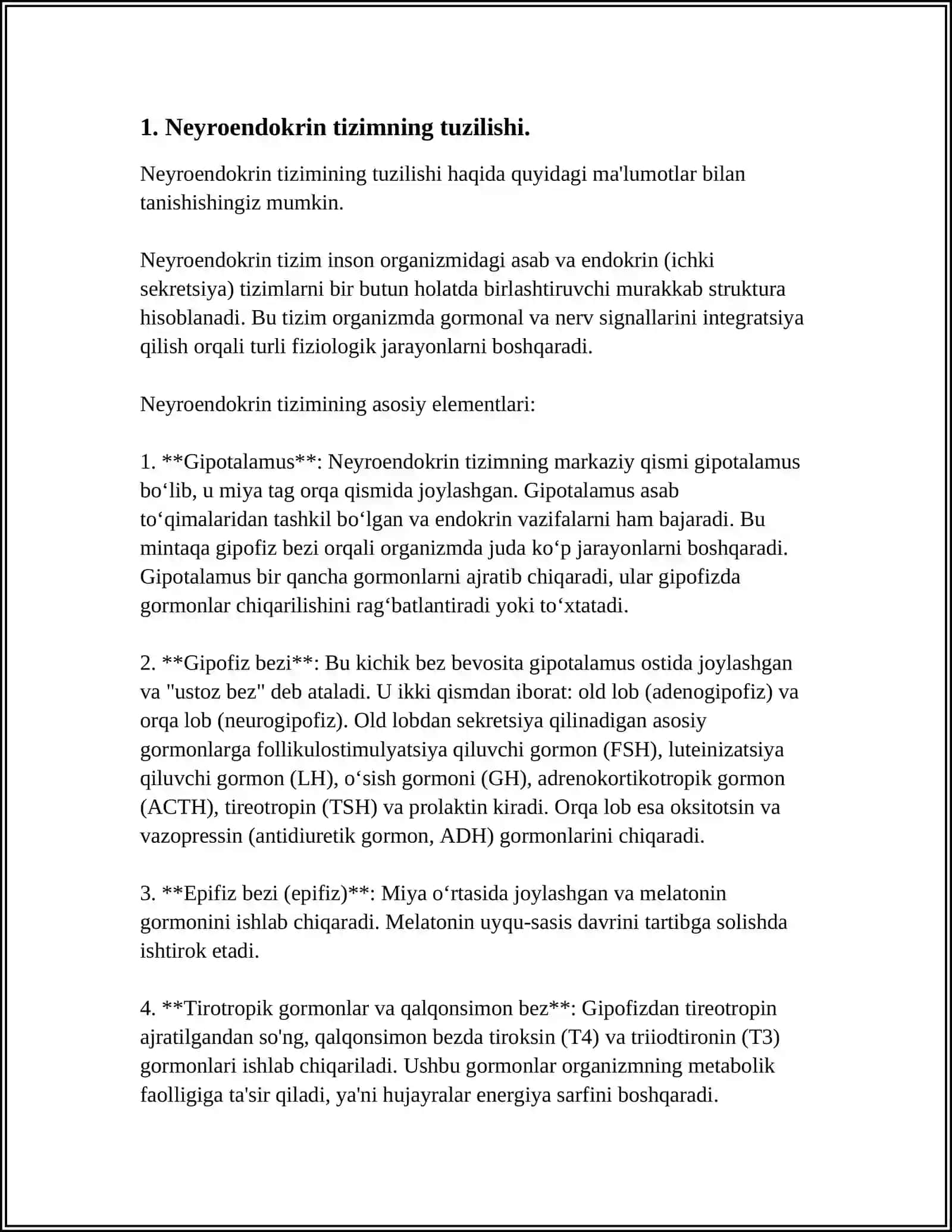 NEYROENDOKRIN TIZIMNING STRUKTUR FUNKSIONAL TAFSIFI 3