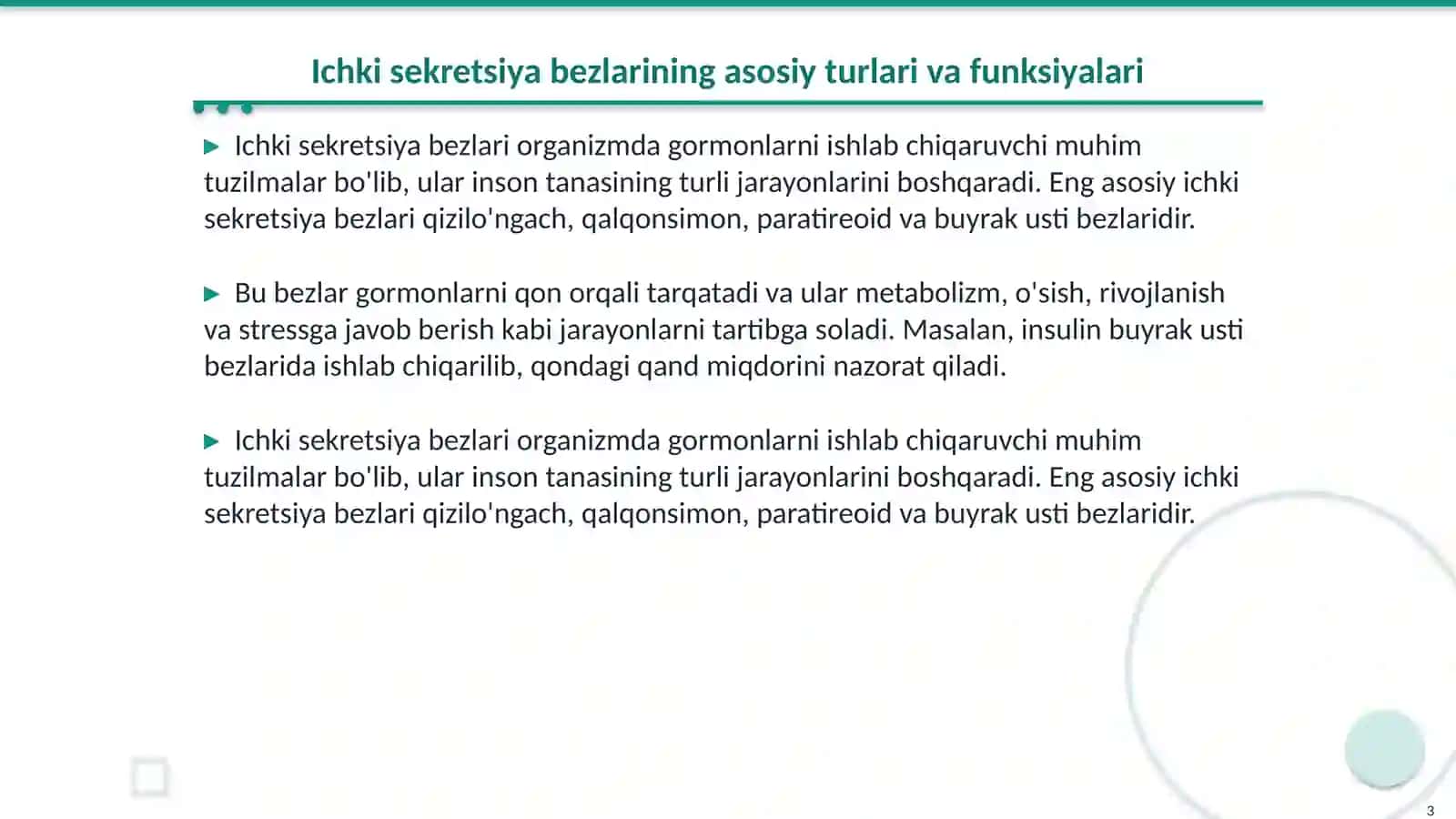 Ichki sekretsiya bezlari Odam anatomiyasi 3