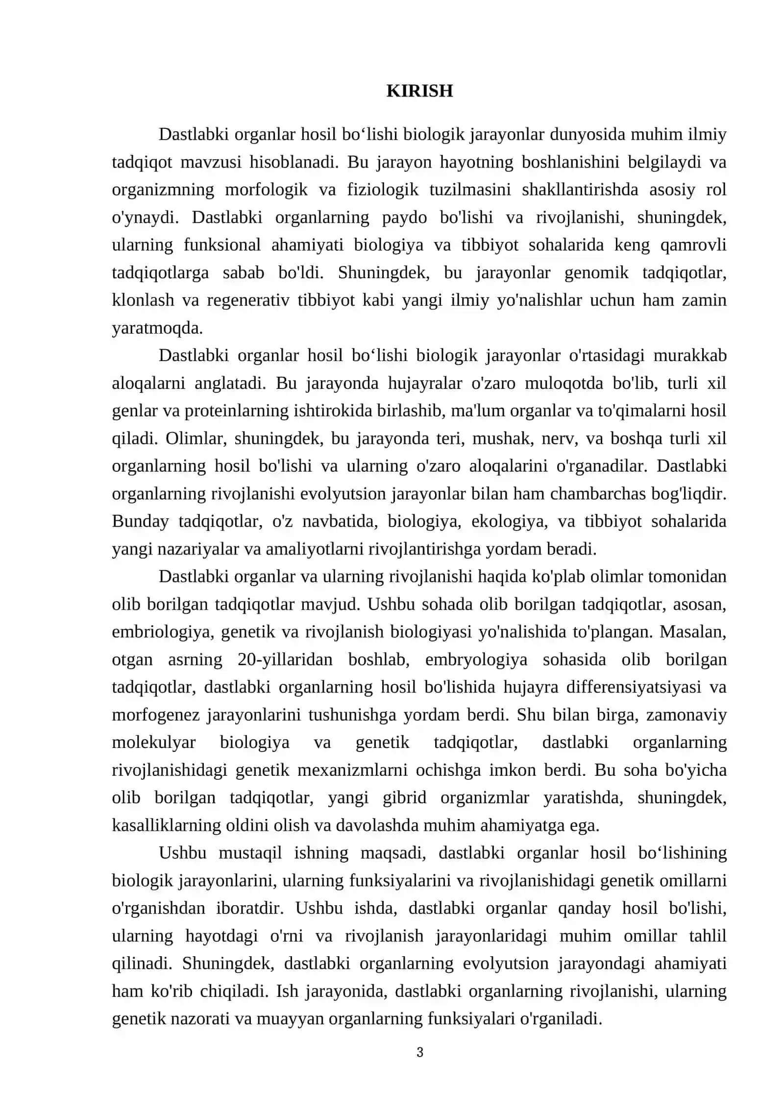 Dastlabki organlar hosil boʻlishi 3