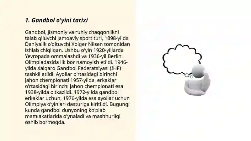 Sport uyinlari. Gandibol uyini qoidalarini urgatish 3