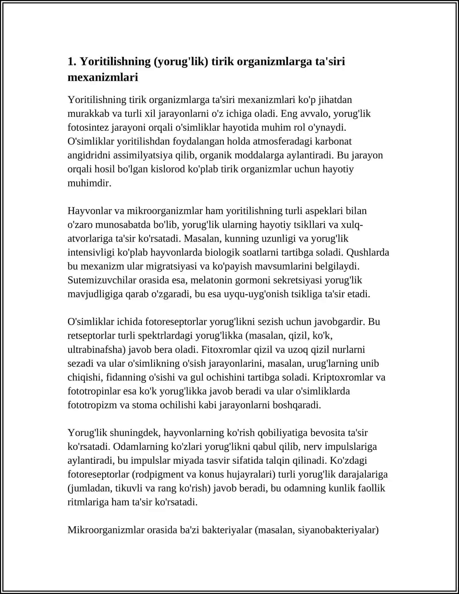 TURLI EKOLOGIK OMILLARNING TIRIK ORGANIZMLARGA TA'SIR ETISH MEXANIZMLARI 3