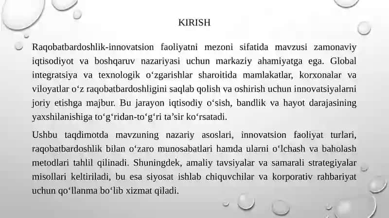 Raqobatbardoshlik-innovatsion faoliyatni mezoni sifatida 3