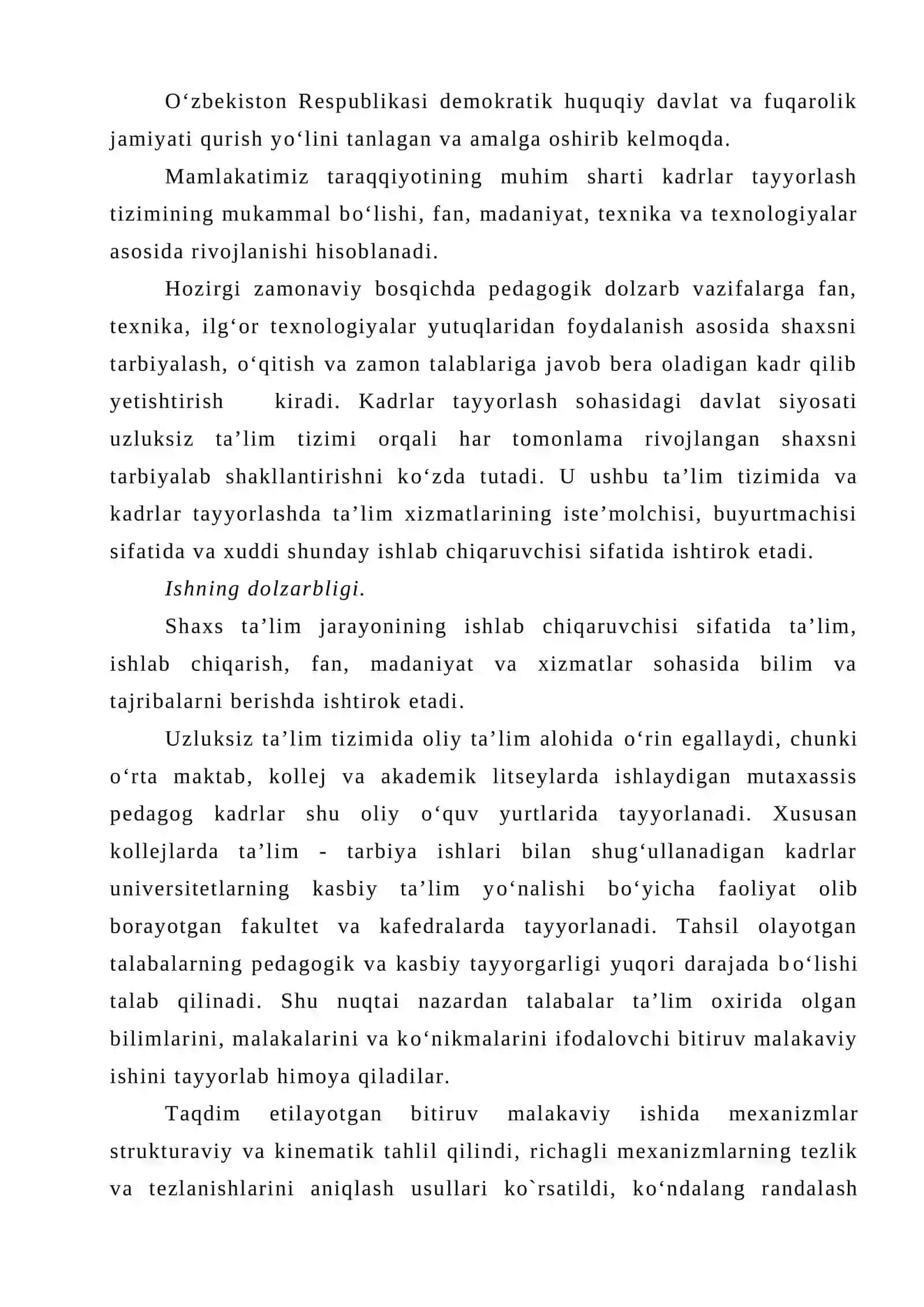 Ko`ndalang randalash stonokining rechagi mexanizmi tezlik va tezlanish planlarini qurish 3