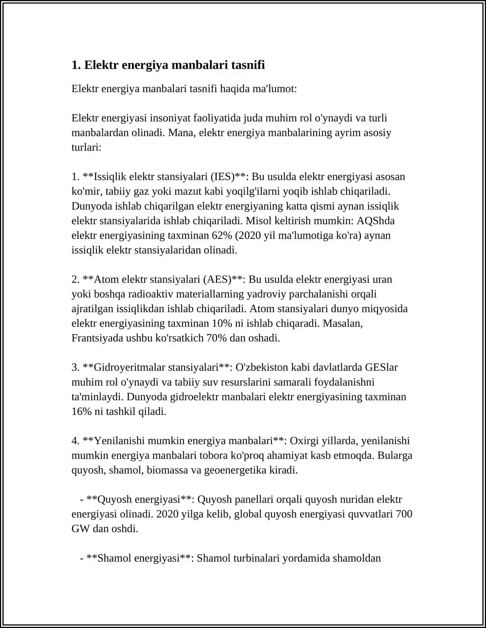 ELEKTR ENERGIYA MANBALARI (IDEAL VA REYAL MANBALARI) 3