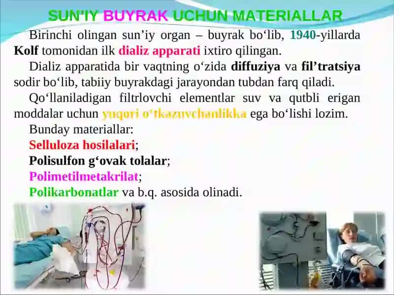Sun’iy Organlar Hosil Qilish Uchun Materiallar 3